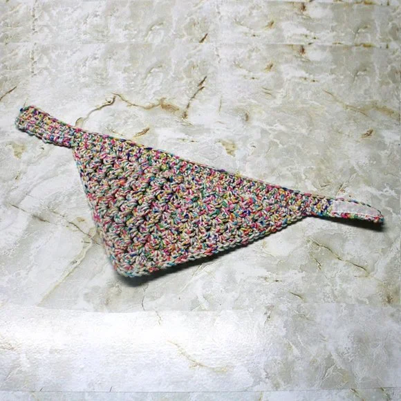 HAND CRAFTED Dog Bandana Crochet Granny Square Retro Party Colorful - Picture 4 of 11